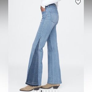 Gap high rise patched 70’s flare jeans